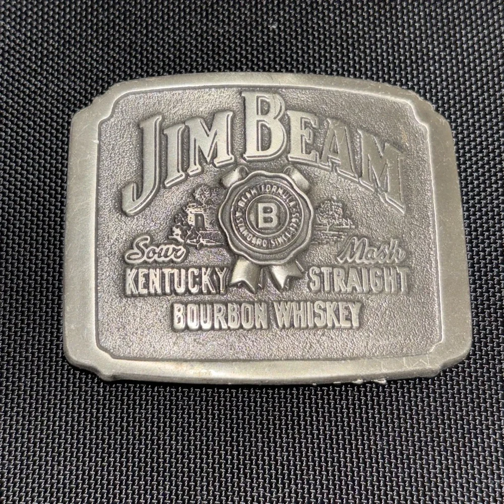 VINTAGE JIM BEAM BELT BUCKLE KENTUCKY STRAIGHT BOURBON WHISKEY COLLECTIBLE